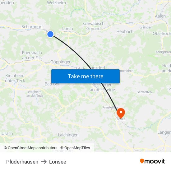Plüderhausen to Lonsee map