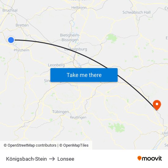 Königsbach-Stein to Lonsee map