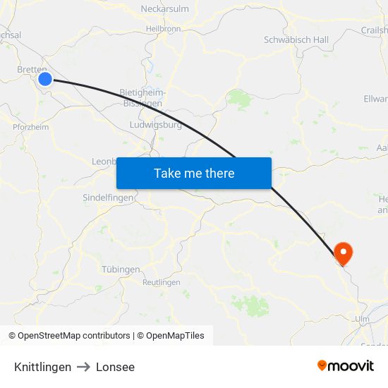 Knittlingen to Lonsee map