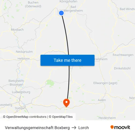 Verwaltungsgemeinschaft Boxberg to Lorch map