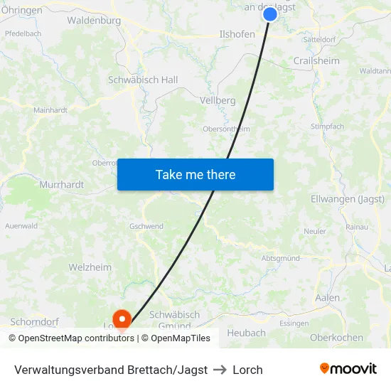Verwaltungsverband Brettach/Jagst to Lorch map