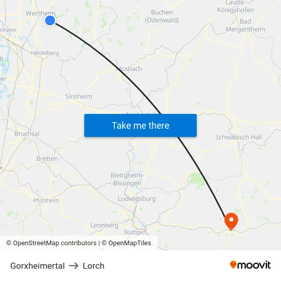 Gorxheimertal to Lorch map