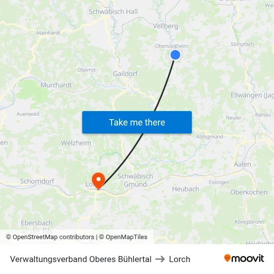 Verwaltungsverband Oberes Bühlertal to Lorch map
