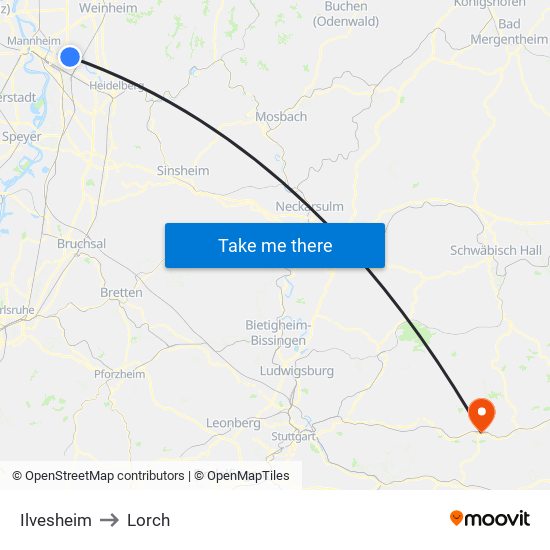 Ilvesheim to Lorch map