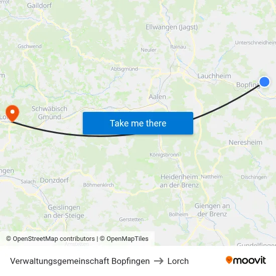Verwaltungsgemeinschaft Bopfingen to Lorch map