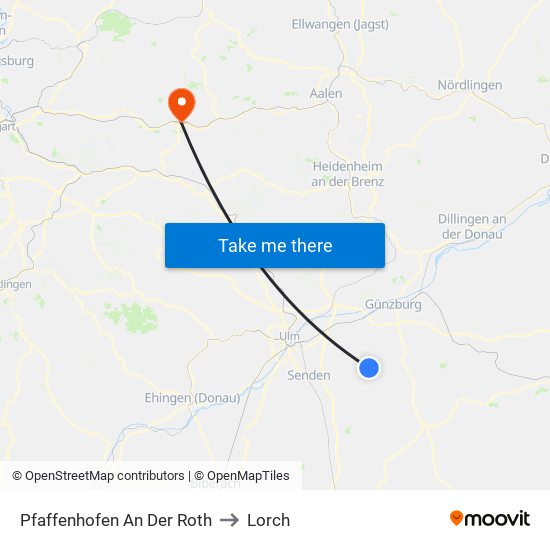 Pfaffenhofen An Der Roth to Lorch map