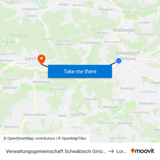 Verwaltungsgemeinschaft Schwäbisch Gmünd to Lorch map
