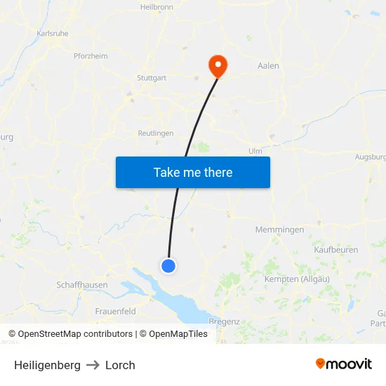 Heiligenberg to Lorch map