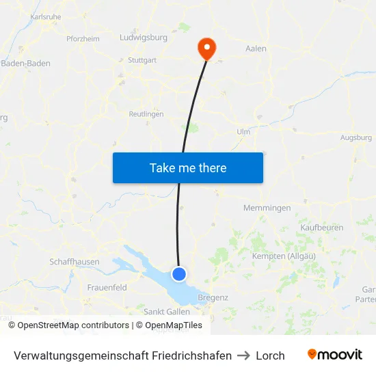 Verwaltungsgemeinschaft Friedrichshafen to Lorch map