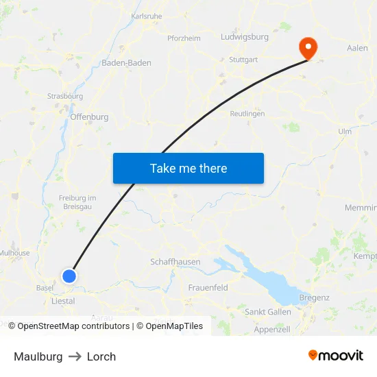 Maulburg to Lorch map