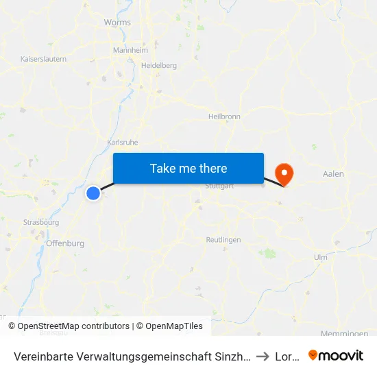 Vereinbarte Verwaltungsgemeinschaft Sinzheim to Lorch map