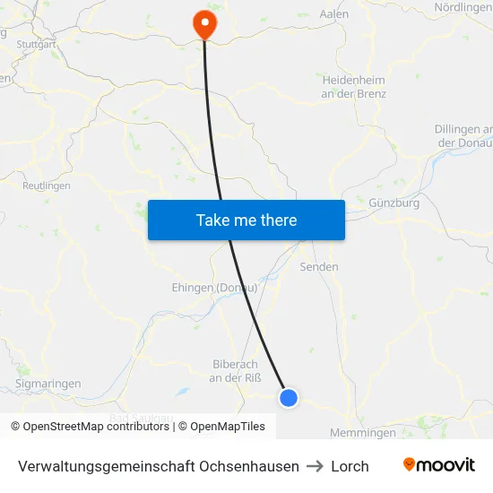 Verwaltungsgemeinschaft Ochsenhausen to Lorch map