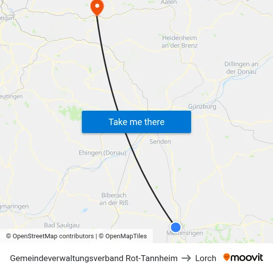 Gemeindeverwaltungsverband Rot-Tannheim to Lorch map