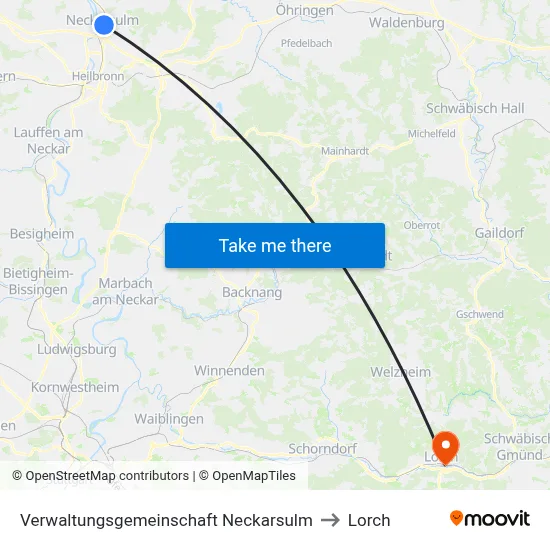 Verwaltungsgemeinschaft Neckarsulm to Lorch map