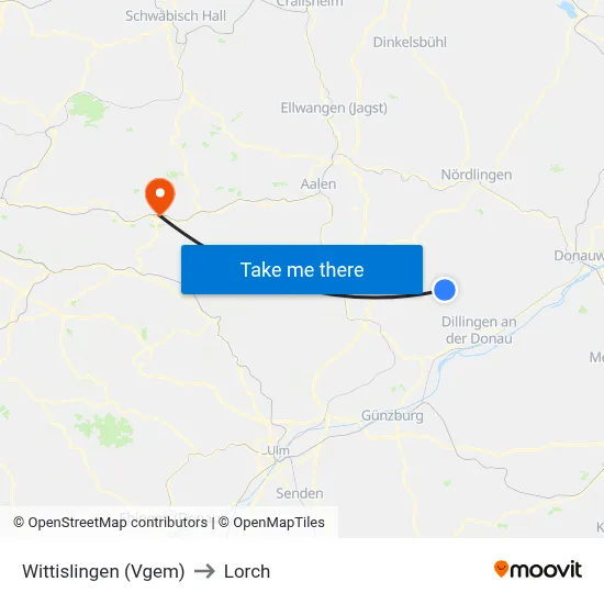 Wittislingen (Vgem) to Lorch map