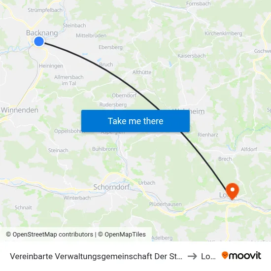 Vereinbarte Verwaltungsgemeinschaft Der Stadt Backnang to Lorch map