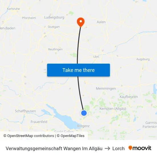 Verwaltungsgemeinschaft Wangen Im Allgäu to Lorch map