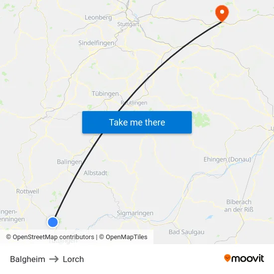 Balgheim to Lorch map