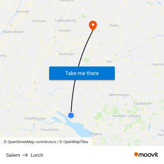 Salem to Lorch map