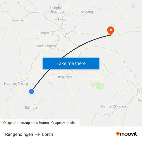 Rangendingen to Lorch map