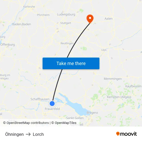 Öhningen to Lorch map