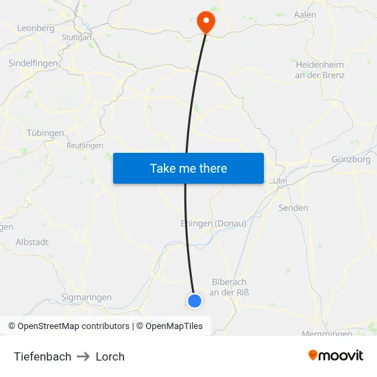 Tiefenbach to Lorch map