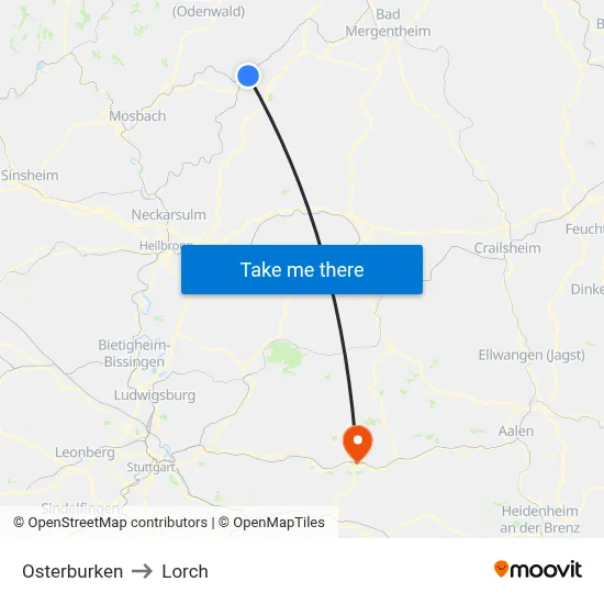Osterburken to Lorch map