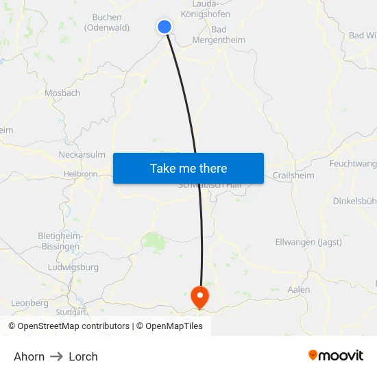 Ahorn to Lorch map