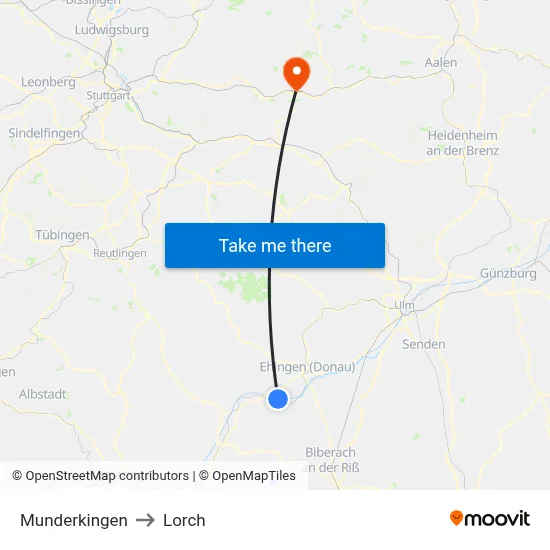 Munderkingen to Lorch map