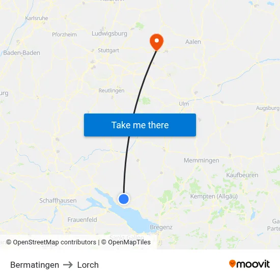 Bermatingen to Lorch map