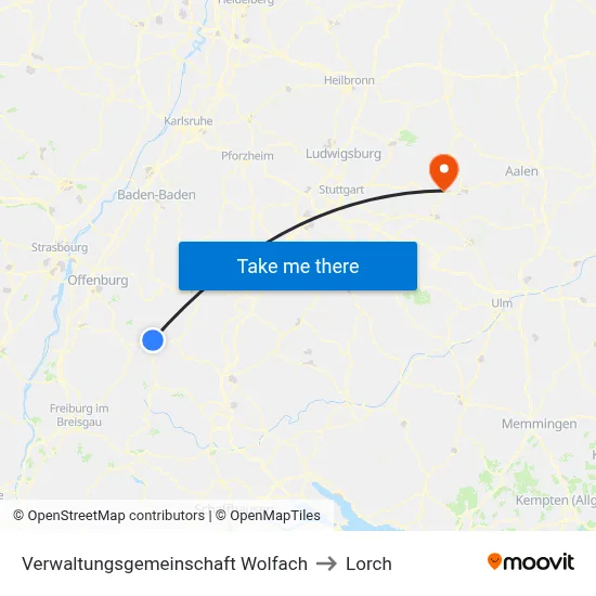 Verwaltungsgemeinschaft Wolfach to Lorch map