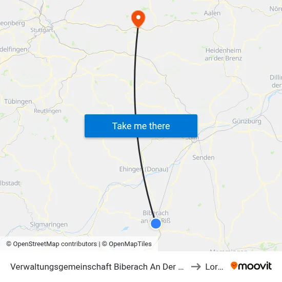 Verwaltungsgemeinschaft Biberach An Der Riß to Lorch map