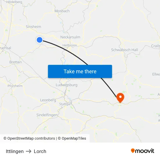 Ittlingen to Lorch map