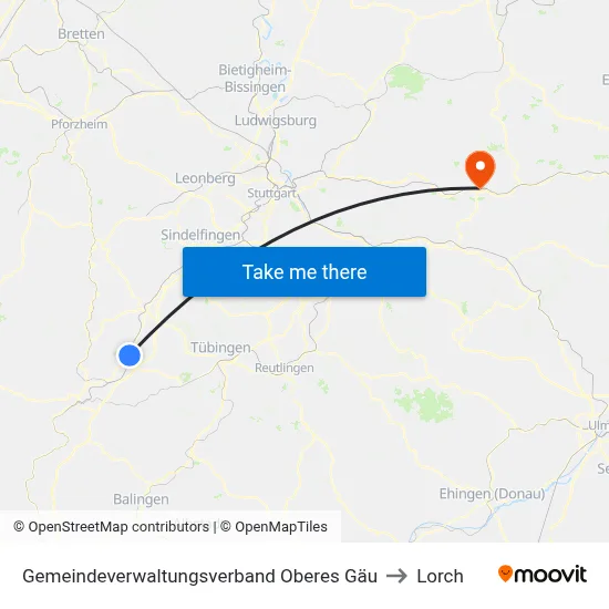 Gemeindeverwaltungsverband Oberes Gäu to Lorch map