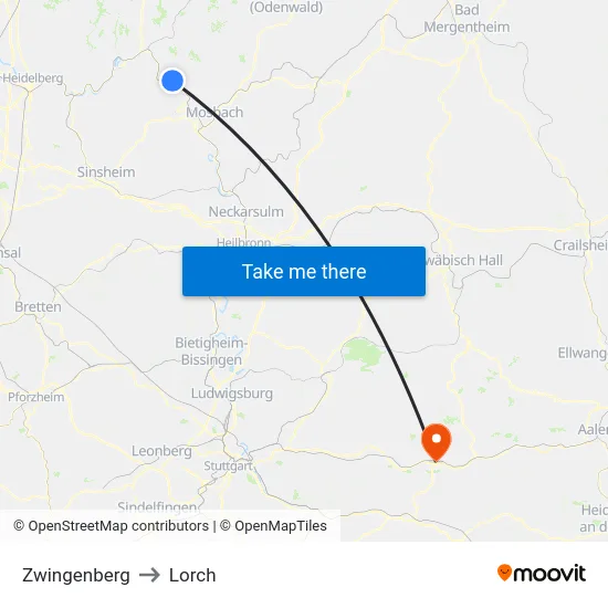 Zwingenberg to Lorch map