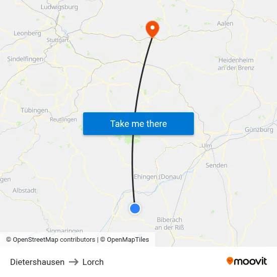 Dietershausen to Lorch map