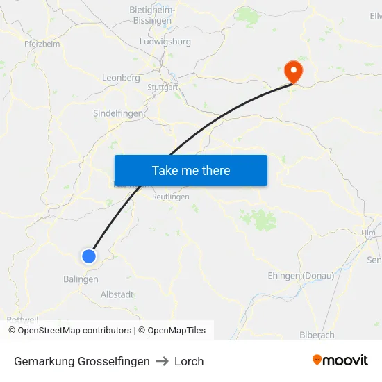 Gemarkung Grosselfingen to Lorch map