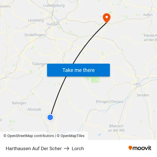 Harthausen Auf Der Scher to Lorch map