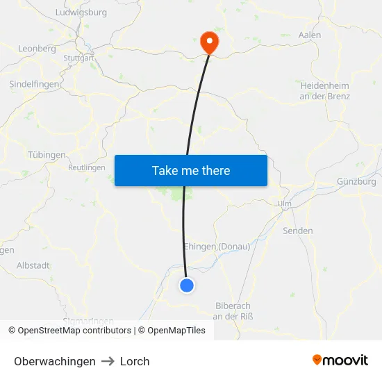 Oberwachingen to Lorch map