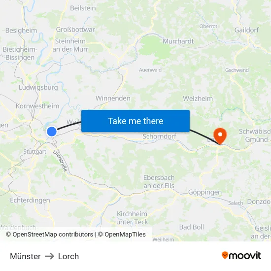 Münster to Lorch map