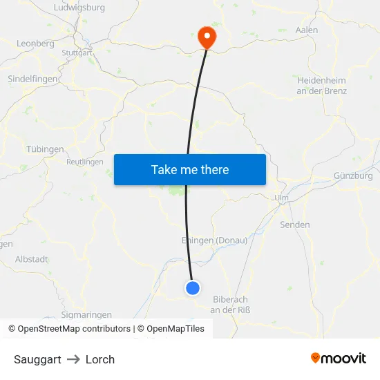 Sauggart to Lorch map