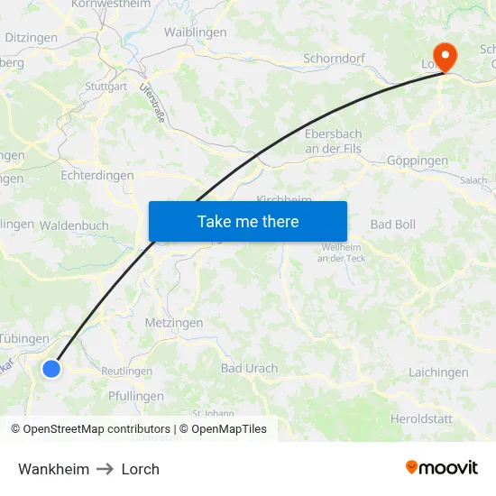 Wankheim to Lorch map