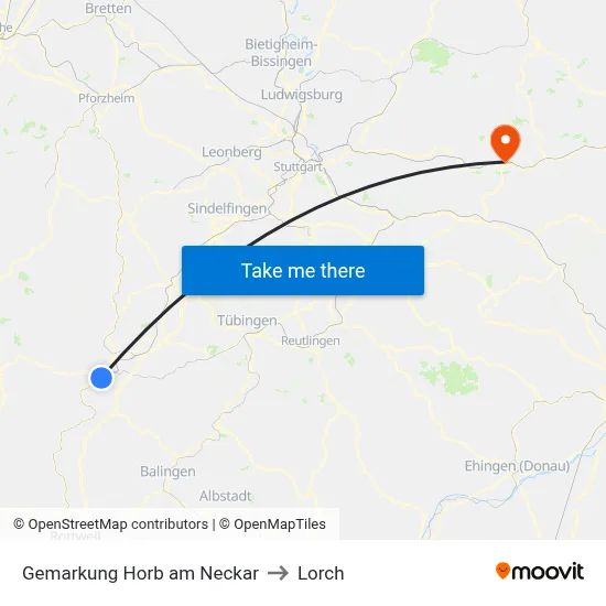 Gemarkung Horb am Neckar to Lorch map