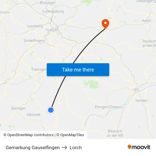 Gemarkung Gauselfingen to Lorch map