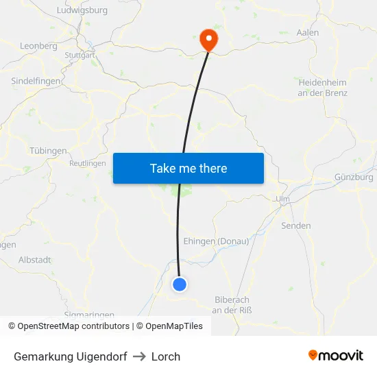 Gemarkung Uigendorf to Lorch map