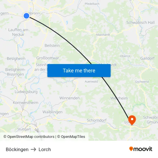 Böckingen to Lorch map