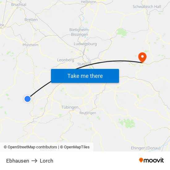 Ebhausen to Lorch map