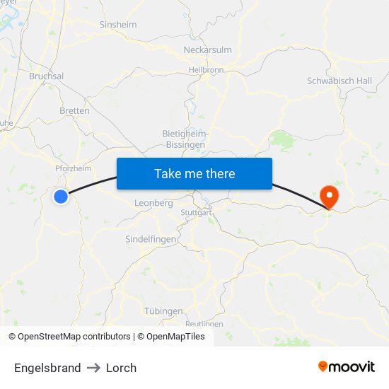 Engelsbrand to Lorch map