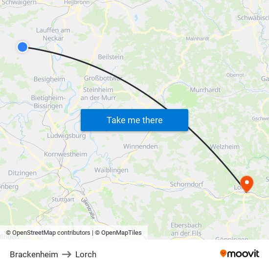 Brackenheim to Lorch map