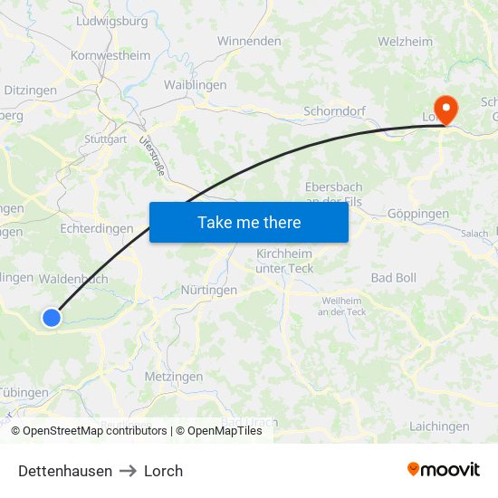 Dettenhausen to Lorch map